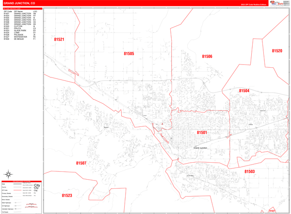 Grand Junction City Map Book Red Line Style